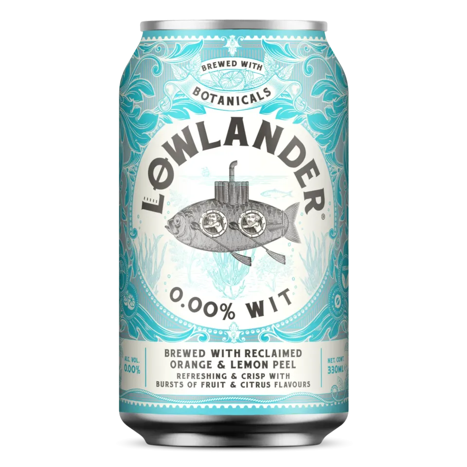 Lowlander 0.00% Wit witbier 12-pack blik