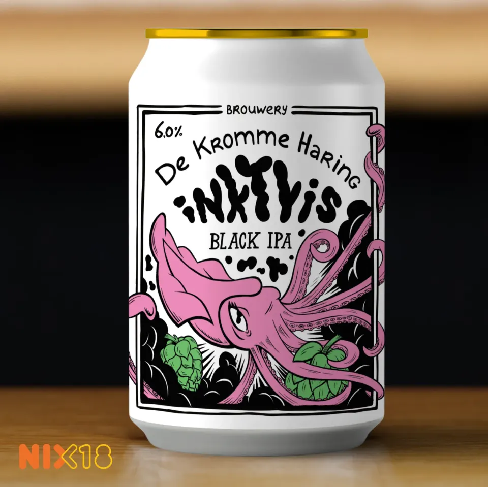 Brouwerij De Kromme Haring Inktvis black IPA fruitig