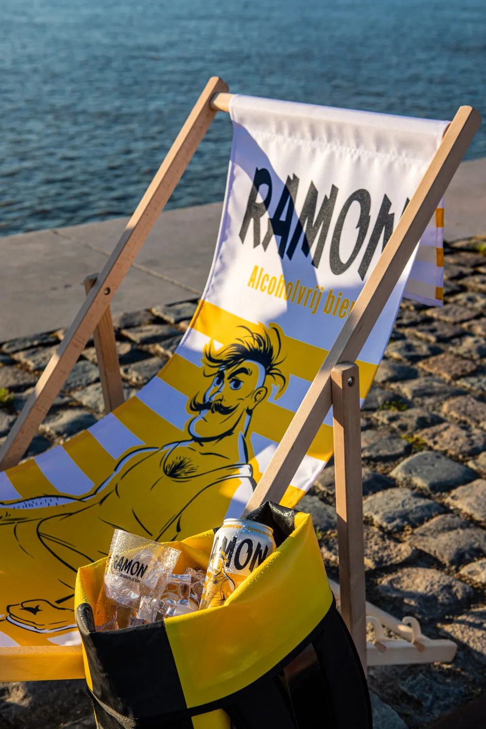 Ramon strandstoel houten frame festival camping