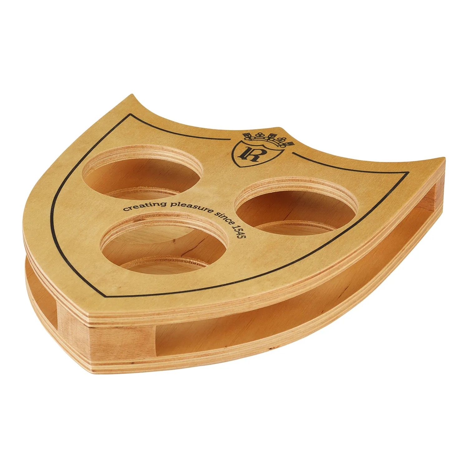 Ename houten degustatieplank met 3 glazen
