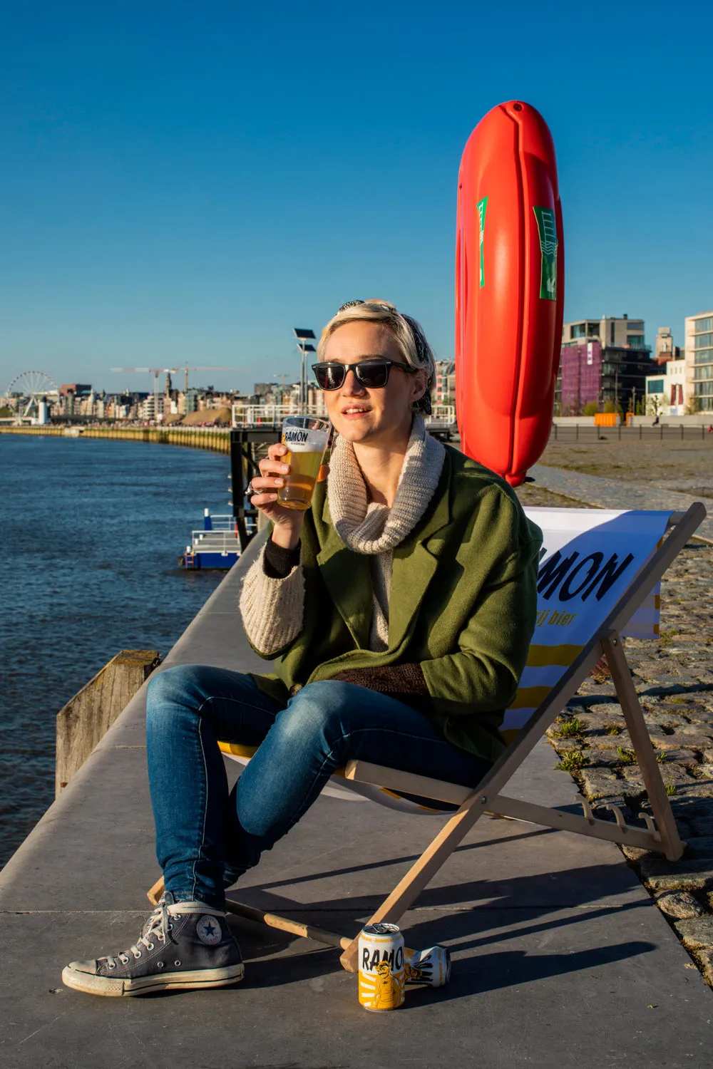 Ramon strandstoel houten frame festival camping