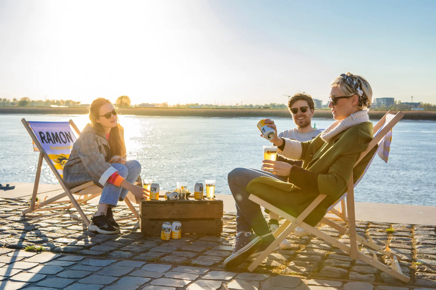 Ramon strandstoel houten frame festival camping